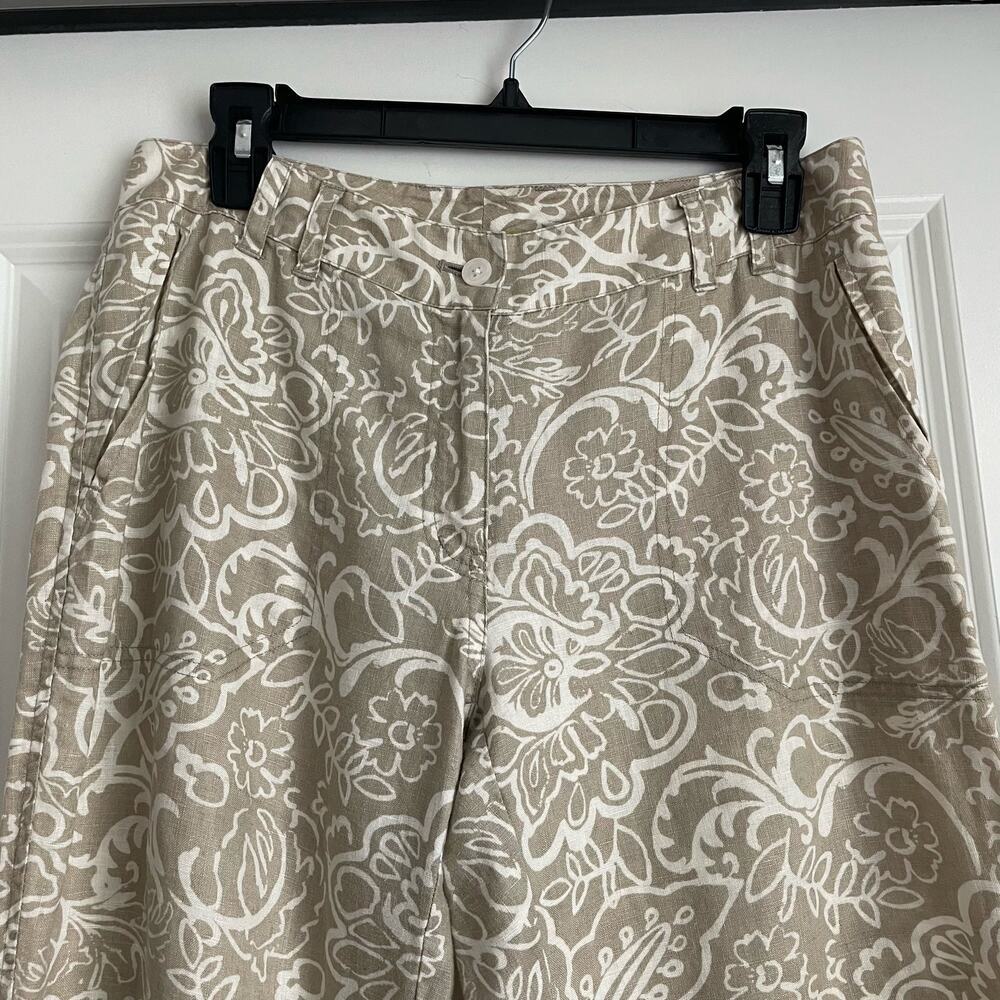 Sigrid Olsen Poet 100% Linen Wide Leg Cropped Pants Sz 4 Beachy Summer Vacation‎ - Picture 4 of 12